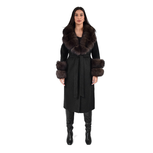 CASHMERE WITH WOOL WITH FOX FUR SECTION