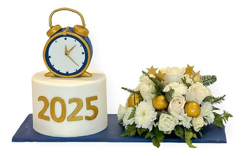 NEW YEAR CAKE (SWEETEST) - Celebrate
2025 with delicious new year cake ,stuffed with 2 different flavors of vanilla
,chocolate sponge cake with flower arrangement on the side . place your order 48 hours in advance . 



 available to change according to your celebration