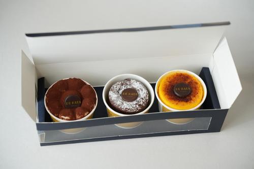 DENATA COMBO  BOX 3 CUPS - IT CONTAINS ONE CUPS OF TIRAMISU, CREAM BRULEE AND FONDAN