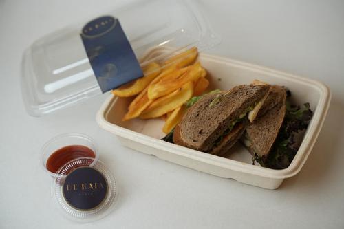 CHICKEN SANDWICH - grilled chicken with mayonnaise ,honey ,dijon mustard
  ,guacamole on the side lolo rosso cherry tomato and red raddish tossed with
  grenadine molasses ,served with French fries