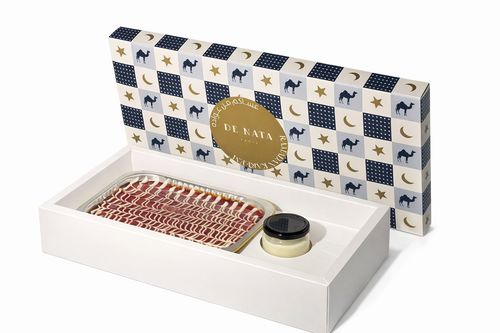 Turkish Trileche Milk and Caramel Cake - Indulgent Turkish cake soaked in three types of milk for a moist and sweet treat Served in a great box dish for family