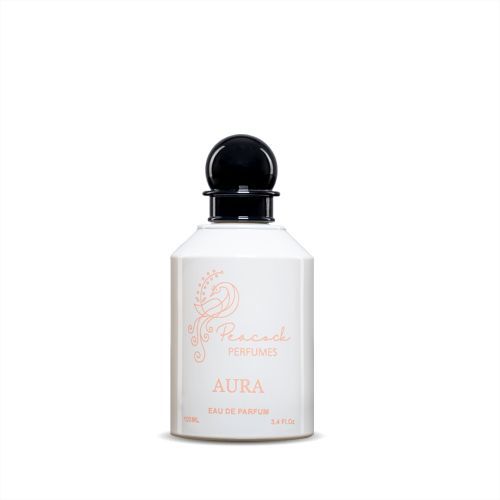 Aura - Eau Du Perfume; 

Top Notes: Orange Blossom, Bergamot; 
Heart Notes: Violet, Leather, Jasmine; 
Base Notes: Musk, Vanilla Wood

 100 ml