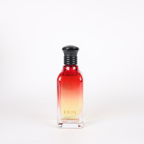 Eros - Eau du parfume; valentine's day special edition; top note: pears, bergamot, pink pepper, mandarine, grapefruit, citrus; heart notes: flowers, jasmine, orange blossom,  blackberries,peach, sambac, green apples, black current; base notes: musk, Madagascar vanilla beans, patchouli, coconut,marshmallow, sandalwood, cocoa 100 ml