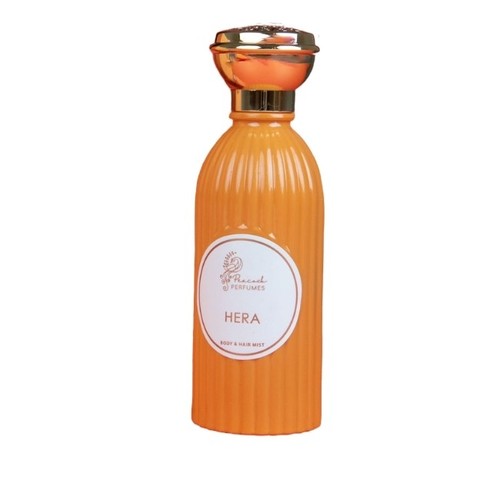 Hera - all over spray, unique, Fresh , Floral, woody

Top Note:- Lavender, Bergamot .
Heart Note:-  Geranium 
Base Note:- Patchouli, Leather,  Sandalwood; 65 ml