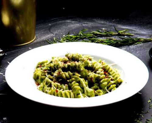 Pesto Fusilli - Choice Of Pasta (Fusilli ,Penna),Home Made Pesto Acerbo Sauce, Parmesan Cheese