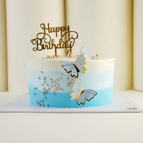 cake 9inch white&blue(butterfly)