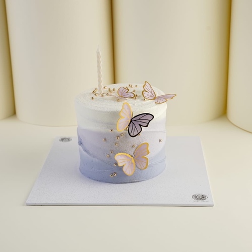 6inches  cake white&purple(butterfly)