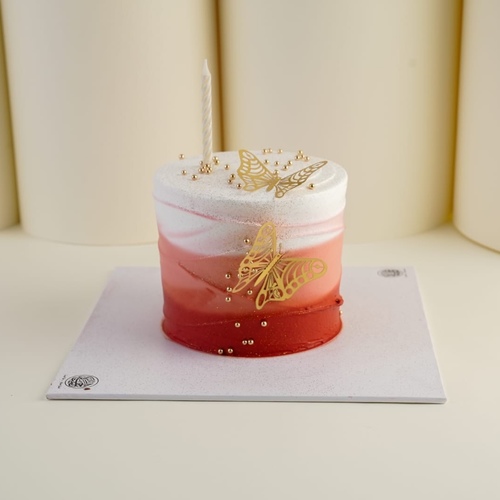 cake 6inch white&red(butterfly)