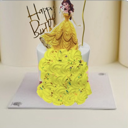 كيكه دزني بيل بالفستان الاصفر