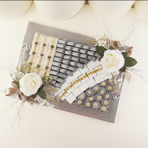 صنيه كاكاو  بلجيكي مستطيله  سلفر - ٥٥ حبه