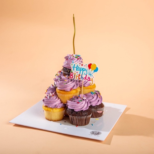 Purple birthday cupcakes