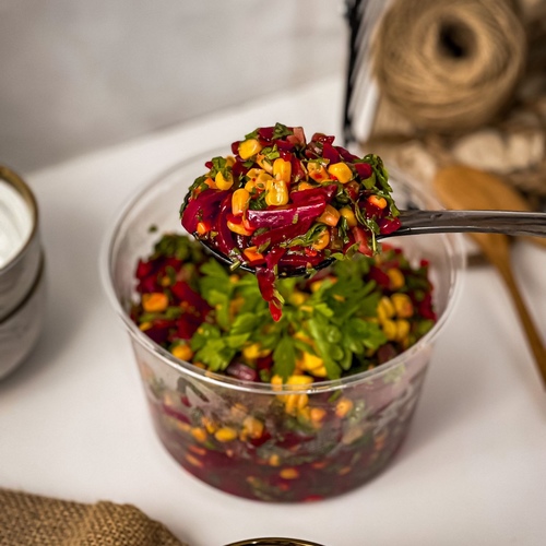 Box Sweety&Rolls Salad - nachos+macaroni+flower+beetroot