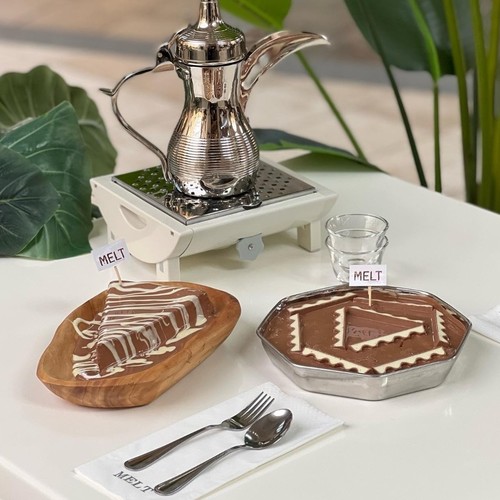 summer chocolate / only Dine in - Kinder pot .chocolate cheesecake .Arabic coffe