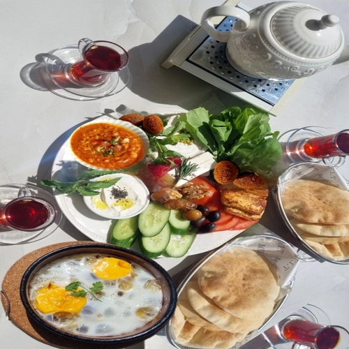 ميلت - ريوق ميلت الصيف - Melt summer breakfast
Qaymer قيمرRose jam مربي روز او فول White cheese 2 slice جبن ابيضHalloum 2 حلومDate تمرNuts مكسراتBerry ٢ توتOilve ٤ زيتون Vegtabel خضره
Sunny side eggs or omlet
Qori tea
For take away order come with out tea
للطلبات الخارجيه يوصل من غير شاي
For take away order come with out tea
للطلبات الخارجيه يوصل من غير شاي
