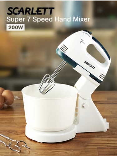 scarlett supper 7 speed hand mixer - Scarlett 7-Speed Lightweight Hand Mixer with Chrome Beater   Dough Hook, White 180 Hand Blender7 adjustable speed selections1 pair of chrome beaters1 pair of chrome hooks1-2 level: Suitable for mixing dry food powder, eg: wheat powder, beef tallow, potato3-4 level: Suitable for liquid material, eg: salad sauce7 level: To mix paste for cookie, cake8 Level: To mix butter, beef tallow, sugar for making candy, desserts9 Level: To mix egg and sugar frost or potato.