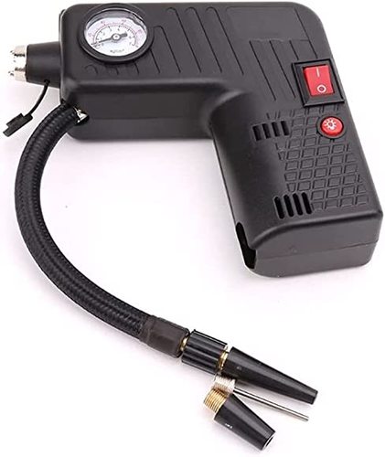 car air compressor - Portable Tire Pump Multi functional Air Compressor 110V/12V for Tire Inflactor Portable Pump with gauge, lightning, Emergy hammer, 3 bouns nozzle, for car, bicycle,motorcycle,balls and others