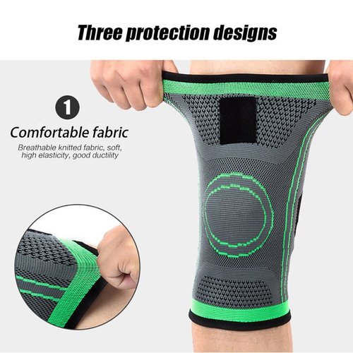 Knee compression bandage - Perfectly designed for sports, the compression knee brace supports movement of the knee during sports and protects against excessive strain during strenuous exercise.  The knee support provides a gently beneficial massage  pressure during movement, thus improving the sensorimotor function of the entire joint.  Its woven fabric is particularly well-tolerated and lightweight, has a snug fit, and stays securely in place.  The knee stabilizer is useful and ideal for various sports  Supports knee exercises during exercise and overuse of intense exercise.  100% brand new and high quality  For sprains, strains, swelling, tendonitis, knee pain and runners\