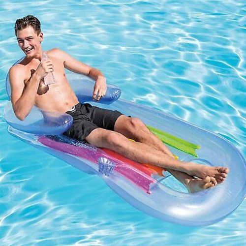 bestway single sofa - BESTWAY INFLATABLE POOL LOUNGER LILO RECLINING FLOAT ARM & BACK REST CUP HOLDERADULTS - 1.57m x 89cm