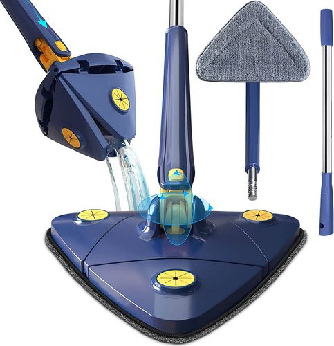 360-degree swivel mop - Triangular cleaning mop, make cleaning easier The cleaning tray adopts the latest type of triangular design, 360 rotating mop head allows you to leave no dust in the dead corner, making it easier for you to get rid of stubborn dust in the corner of the wall, ceiling and window. 1.3m pole for easy access. -Protect your hands, Squeeze function to get rid of water, 
  Size 130 * 27cm / 51.18 * 10.62in Material PP / Reinforced stainless steel, microfiber mop, 
    Product weight: 700 grams