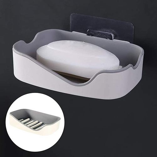 Hanging soap holder - Double design to ensure fast draining. 
 Easy to install and stick firmly with high quality adhesive tape. 
 Detachable drain pan for water disposal. 
 Made of high quality polypropylene plastic. 
 
 
 Size: 13 cm * 9.5 cm