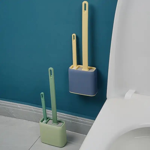 2 in 1 Silicone Toilet Brush - 2 in 1 bathroom cleaning brush. 
 It can be placed on the floor or hung on the wall to save space and easy storage, no screws, no drilling, no damage to the wall. 
 
 
 Silicone brush head, nylon bristle brush head, longer service life. 
  -You can clean the toilet without spending a lot of time.