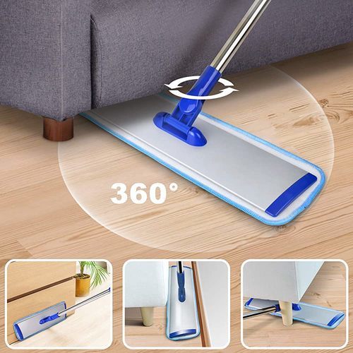 Rectangular floor mop - Microfiber mops will make your life easier and household chores can be done easily in a few minutes. 
 Thanks
 to the large 18-inch base it can cover a lot of areas in one swipe, 
cleaning very efficiently and with less effort. Stainless steel handle 
withstands friction and repeated use, adjustable length and can be 
extended from 24 to 45 inches. 
 360-degree swivel mop 
head helps clean furniture, cabinets, and other hard-to-reach areas. 
Lightweight design for dusting walls and wiping under couches 
 The
 flat mop is equipped with two washable pads, which can be reused, 
cleaned, refilled and replaced. The mop pad easily attaches to the fixed
 velcro strap of the mop head, and can be removed and cleaned quickly 
and easily. 
 For dry and wet use