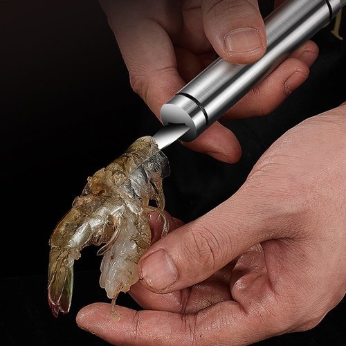 Double head shrimp cleaning tool - The shrimp peeler is sturdy, durable, and corrosion-resistant due to the quality of the material; And you can use it safely. 
  Practical
 shrimp peeler, which can be used to remove fish scales, cut fish belly;
 And it can easily remove shrimp line because of its double head design. 
 Made of stainless steel. 
 The length is 23.5 cm, the length of the anterior incisor is 7 cm, and the length of the posterior incisor is 6 cm. 
 
 
 
 
 Features: Double-head design, sharp, multi-purpose 
 Size details: 
 Total Length: 23.5cm / 9.25in (Approx.) 
 Front Cutter Head Length: 7cm/2.76in (Approx.) 
 Back Cutter Head Length: 6cm/2.36in (Approx.)