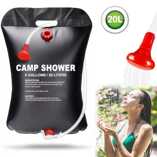 Portable Shower camp Bag - With a detachable hose, which allows you to control the amount of water from the bag.Lightweight and portable, you can easily put it in your bag and use it whenever you want.Made of high quality PVC material, stable and durable, can be used for a long time.The camp shower bag is specially designed to let you take a shower while camping.PVC
 material can effectively absorb solar energy, heat the water in the 
package, and heat the water to 45°C within 3 hours under direct 
sunlight.