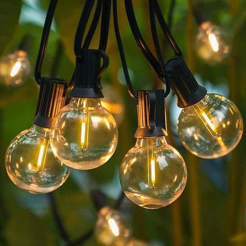 LED light bulbs decoration 50 bulbs - Decorative bulbs series for interior and exterior decoration
 Colour: warm white
 Water and dust resistant
  Chain length: 15 meters
   Number of bulbs: 50 bulbs


  Bulb type: G40 clear glass/plastic LED bulbs


  Chain Type: 20AWGXWT Cable


  Working time: about 20,000 hours


  Lamp power: 0.8 watts


  Wattage: 60 watts


  Strings material: PVC + copper


  Plug: EU plug