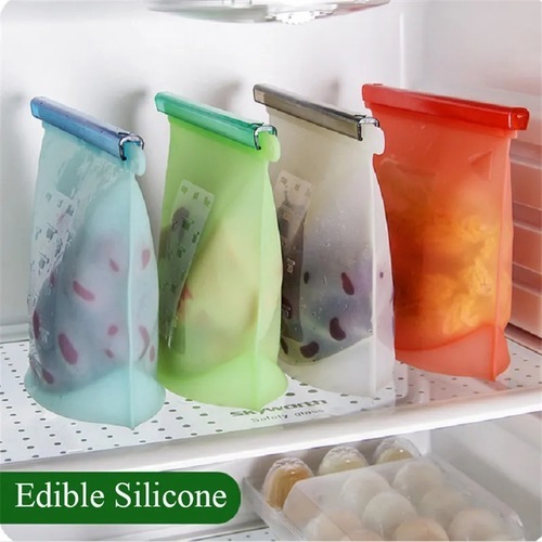 Reusable silicone bags - Versatile and heat/cold resistant (-58°F to 482°F), silicone bags are
 perfect for everything from marinating to storing snacks and leftovers. 
  
 Keep your food fresher for longer with our airtight, leak-proof, 
reusable food storage bags!  You don't have to worry about spills or 
odors while on the go.  These bags are perfect for meals on the go, 
family picnics, camping trips, and more 
    It can be 
difficult to switch to reusable food bags.  But once you do, you'll 
never look back!  Silicone food bags are thicker, which makes them more 
durable and environmentally friendly. 
 
 
  
 Not only do they help reduce carbon emissions, but they are also easy 
to clean.  Simply flip it inside out and put it in the dishwasher. Plus,
 its flat design takes up less space in your cupboard than bulky storage
 containers. 
    - Made of SGS food grade silicone, free of BPA, BPS, BPF, PVC and latex.