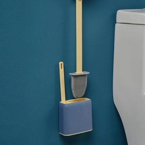 2 in 1 Silicone Toilet Brush - 2 in 1 bathroom cleaning brush. It can be placed on the floor or hung on the wall to save space and easy storage, no screws, no drilling, and no damage to the wall. Silicone brush head, nylon bristle brush head, longer service life.  -You can clean the toilet without spending a lot of time.