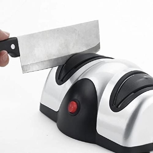 Electric knife sharpener - Knife sharpener 2 in 1 
   The sharpener features a unique two-stage system - Level 1 reshapes the blade for optimum performance - Level 2 smoothes and polishes the blade for effortless chopping, keeping you extra comfortable in the kitchen 
 
 
   Safe and non-slip, the suction cups on the base of the sharpener keep the unit securely in place - the guide slots have high shoulders that keep the knife stable while sharpening. 
  Retractable cord for convenient storage 
    Automatic blade positioning guides hold the knife in the perfect position.