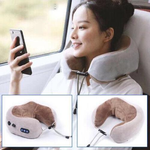 Neck Massager Pillow - - masseur 
   It is as if several gentle hands are massaging your shoulders and neck. 
   Memory foam 
   The pillow is made of slow resilience memory foam, which can perfectly adapt to the contours of your neck and shoulders. 
   3 levels of strength 
   The low level of strength is suitable for daily rest, the medium level for the elderly, and the high level for very tired people. 
   - 3 modes 
   There are 3 modes, including squeezing and vibration and simultaneous squeezing and shaking. 
   Wireless and portable 
   Due to the built-in rechargeable battery, it is convenient to use the neck pillow anytime and anywhere. 
   Customize: 
   Power: DC 5V 
   Battery: Built-in 1800mAh Li-ion battery 
   Charging time: 2 hours 
   Timer: 10 minutes 
   Main material: memory foam + velvet