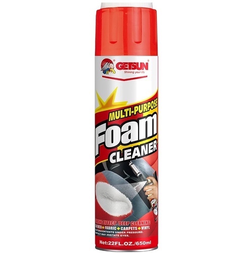 multi-purpose foam cleaner - Note:use only per label directions. Do not use on suede,leather, silk, velvet or clear plastic, for other fabrics, teston a hidden area prior to use. Don't use it if the color ortexture is affected.Always follow fabric cleaningrecommendations.1. Vacuum first to remove loose dirt, blot wet soils witha clean absorbent cloth.2. Shaken can well. Hold can approximately 6-12 fromsurface to spray Dry-clean plus3. use brush-top cap to work foam into surface4. Wipe with absorbent cloth or vacuum area when dry.Heavily stained or soiled areas may require additionalapplications.