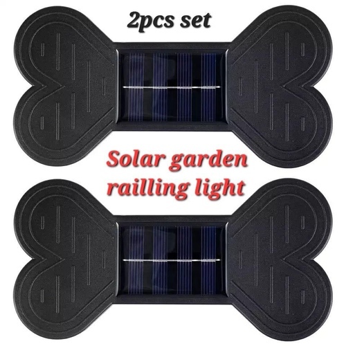 Solar garden railing light (2pcs) - Garden lighting on solar energy from strong plastic...The color of the lighting is warm white...The internal battery charges on solar energy..It can be installed in two ways..Supports IP65 waterproof and dustproof.