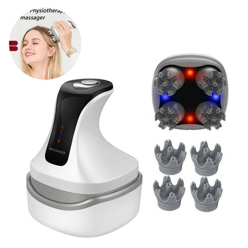 Electric Head Scalp and Body Massager - Electric Head Scalp Massager to relax and promote hair growth and Promote blood circulation. Massager LED Red Blue Physiotherapy Multiple Kneading Hair Growth for Body Shoulder Back Pain Relief Massager. Also possible to perform a massage head while washing your hair.Easy to Use Lightweight Small size and easy to carry Flexible massage 4 modes 12 claw acupressure Waterproof: IPX7 Voltage：DC 50V 1.0A Power: 5W Input :100V-240V-50HZ/60HZ Battery Type: Lithium Battery Battery Capacity: 1200mAh Material: ABS + Electronic + Silicone Size: 103 mm x 103 mm x 44 mm Color: White