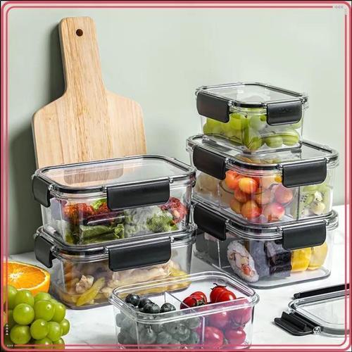 Shatterproof plastic food container - Airtight storage container, keep food fresh, moisture-proof and insect-proof, can store dry food, cereal, snacks, etc.   Quality: Shatter-resistant PET plastic   Convex upper and lower grooves design, the overlay saves space and says goodbye to mess.   The bottle body is clean and transparent, and the ingredients are clear and visible, so it is easy to find.   Easy access, transparent bottle body, side ring buckle design, easy to open, good sealing.   The storage jar can be used for cold storage   Sizes:   500 ml   800 ml   1200 ml