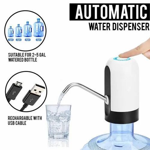 Rechargeable Automatic Water Dispenser - Safe Material: BPA free drinking water dispenser, food grade silicone hose, 304 stainless steel, high density ABS plastic, no toxic, and no smell High Compatibility: The electric pumping device suitable for pure bottled drinking water, suitable for a variety of models gallon barrel without pry the lid USB Rechargeable Battery: Built in rechargeable 1200mAh battery. Can used for 30-40 days or around 4-6 bottles of 5 gallon water once full charged. No need to charge every day Easy to Use: Simply fasten the small pump on the bottle mouth, one switch operation, totally hassle free even for kids and elders Portable Design: It is easy to carry, absolutely an ideal choice for office, outdoor, home and anywhere