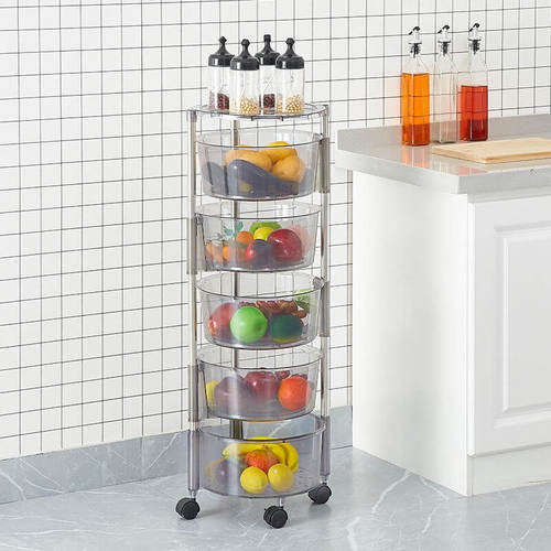 Multi-layer circular plastic shelves - Multi-layer circular plastic trolley 
  3, 4 or 5 layers 
  Easy to transport and move… 
  Layer height: 13.5 cm 
  Size: width * height 
  The 3 layers 
  35 cm * 60 cm 
  The 4 layers 
  35 cm x 77 cm 
  The 5 layers 
  35 cm x 94 cm