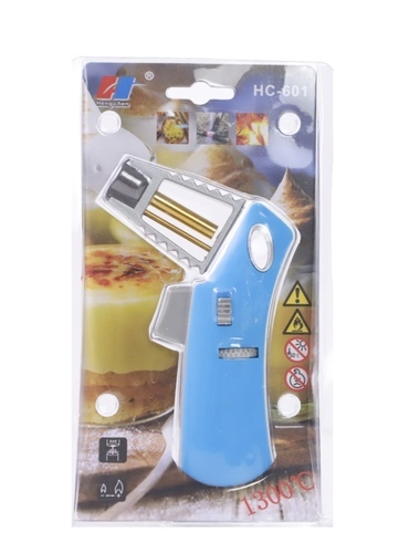 Butane Professional Cooking Torch Lighter - DescriptionRefill the culinary torch with butane and 
simply press on ignition button. This butane torch is small and 
lightweight, and easy to hold. It is used in kitchen stoves and BBQ.