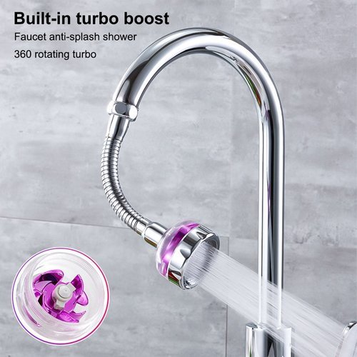 Rotating spout with fan - Water Mixer: This kind of faucet aerator works with hot and cold 
water, making you feel comfortable when washing, and avoiding frostbite 
on your hands in cold days. 
   Water saving: The faucet 
sprayer is designed with a built-in fan, which can enhance pressure when
 spraying, effectively saving water and quickly removing residue. 
  
 Adjustable: The faucet can be rotated 360 degrees, which can meet your 
different needs when washing sinks or plates, and the long tube is 
flexible, ensuring good performance. 
   Detachable: 
After using the aquarium aerator for a long time, you can disassemble it
 to wash and clean it, prevent blockage and extend the service time, you
 don't need to change it frequently. 
   Long-lasting: 
Made of plastic material, this bubble wrap can be used for a long time 
because it is sturdy and durable, and it is not easy to break or damage. 
   
   Material: plastic. 
   Silver colour. 
   Size: as pictures show. 
   Working temperature: 0-65 degrees Celsius. 
   NB: