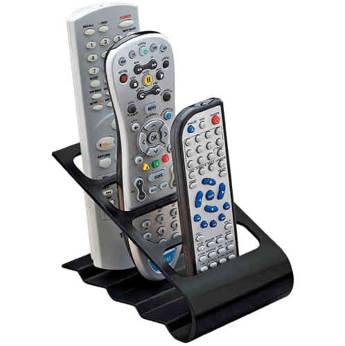 remote holder - Smart metal remote stand looks great and handles 4 remotes in it’s layered slots. Slim design takes up very little space on your coffee or end table. Always know where your remote controls are with this handy holder . Remote organizer gives a modern twist to remote organization. Curved, step shape allows specific remotes to be viewed from any direction . Metallic body with a brilliant glossy powder coated finish. Good quality ergonomic design non slip. Minimal design gives illusion of space and is easy on the eyes. Sturdy Construction. Remote control caddy or stand organizes all of your TV-related handheld remotes. Convenient table-top holder features a stylish curved, stair-step shape that keeps up to four remote controls in view and easily accessible. No more lost or misplaced remotes! Slim design takes up very little space on your coffee or end table.