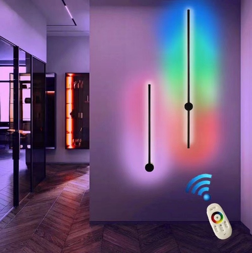 Postmodern creative wall lamp - Postmodern creative wall lamp art led line RGB background atmosphere living room bedroom bedside Nordic minimalist wall lamp