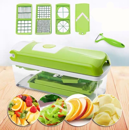 One step cutting - There are 12 different choice blades are available. You can grate the vegetables as well as can cut the pieces of vegetables. 
Fast -Chop up vegetables, fruits, and more in one simple press motion. Experience fast and easy kitchen blade skills. 
Featuring a unique design with easy operation, you can perform a large number of kitchen actions on this chopper with ease and safety.