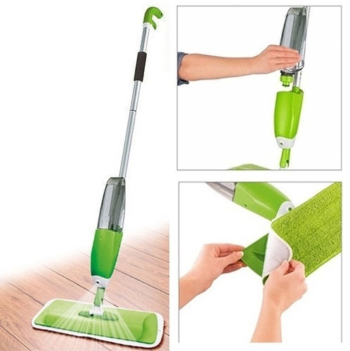 Spray mop - Save more and waste less with the Rubbermaid Reveal Spray Mop. The thick microfiber pad is washable and reusable so that you never have to run to the store for refills when you’re getting ready to clean. Simply fill the bottle with hot water and two teaspoons of your favorite cleaning solution and you’re ready to mop. The Reveal Spray Mop also features a non-scratch scrubbing pad to loosen stubborn spots.

Ergonomically designed bottle is easy to remove and insert with one hand. Extra wide base makes for stable counter top filling and extra wide fill opening makes it easy to mix in as well as fill under a sink.

*Safe to use on all floor types including hardwood, vinyl, laminate and tile
*Microfiber cleaning pad picks up 50% more dirt and dust per swipe than traditional mops
*Refillable bottle allows you to mix your own solution
*Non-scratch scrubber for stubborn spots