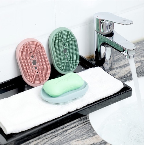 multifunctional soap brush - Creativity Double-Sided Silicone Soap Holder Box Flexible Multifunctional Bathroom Kitchen Dish Cleaning Brush Soap Storage Box