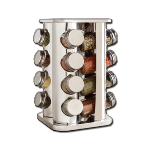 spice carousel 16 jar rotating - Spice Rack Revolving Stainless Steel Seasoning Storage Organizer Spice Carousel Tower for Kitchen Set of 16 Jars