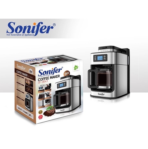 sonifer coffe maker sf-3541 - 2 In1 Drip Coffee Maker Compatible Ground Coffee And Coffee Beans Coffee Maker Machine With Digital Display Keep Warm Sonifer