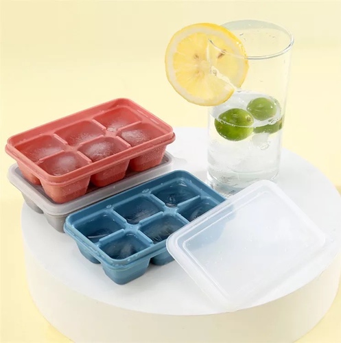 ice cube mold 3 pcs set - Silicone ice tray mini six-grid soft bottom easy-to-release ice tray home-made DIY ice cube mold three-piece wish