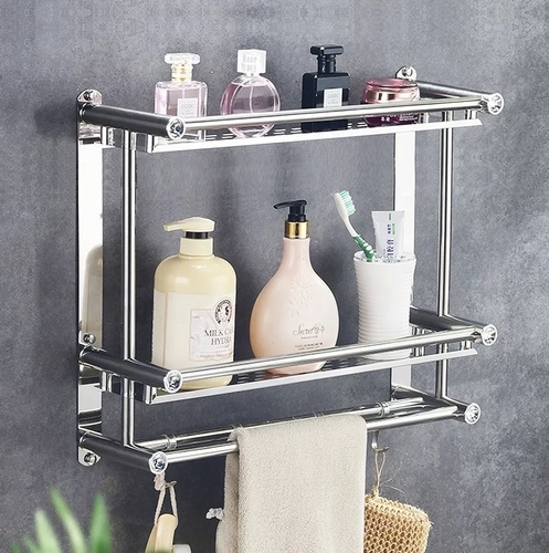 Stainless steel 304 bathroom rack - Stainless steel 304 bathroom rack free punching household thickened multi-layer bathroom towel rack spot on behalf of